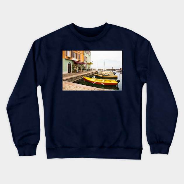 Castelletto Waterfront on Lake Garda in Italy Crewneck Sweatshirt by jojobob